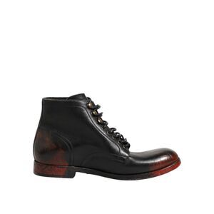 Dolce & Gabbana Black Red Lace Up Short Ankle Boot Men's Shoes